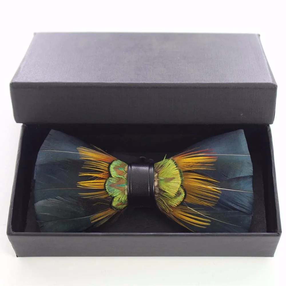 Ricnais New Quality Mens Handmade Feather and Leather Bow Tie Pre-tied Bowtie With Gift Box Suit For Wedding Party
Ricnais New Quality Mens Handmade Feather and Leather Bow Tie Pre-tied Bowtie With Gift Box Suit For Wedding Party