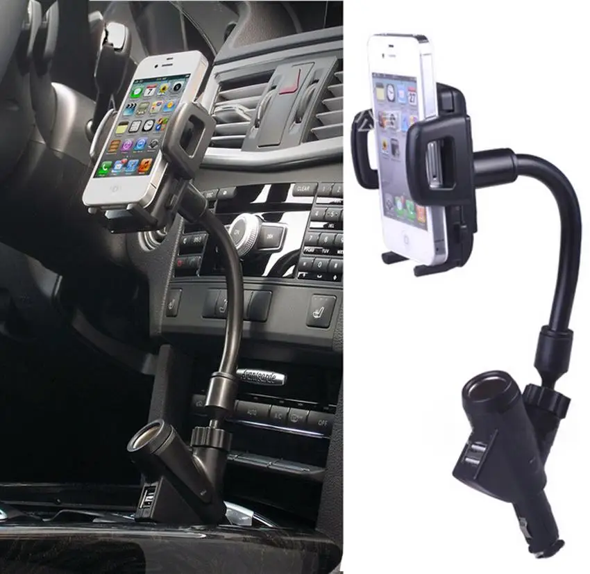# Dual USB Cigarette Lighter Car Charger Mobile Phone Stand Mount Holder For iPhone Smartphone GPS
# Dual USB Cigarette Lighter Car Charger Mobile Phone Stand Mount Holder For iPhone Smartphone GPS