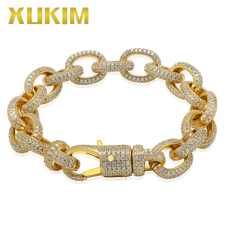 Xukim Jewelry Twisted Oval Cuban Link Chain Bracelet Big Clasp Gold Silver Color Zircon Iced Out Hip Hop Jewelry Gift Party
Xukim Jewelry Twisted Oval Cuban Link Chain Bracelet Big Clasp Gold Silver Color Zircon Iced Out Hip Hop Jewelry Gift Party