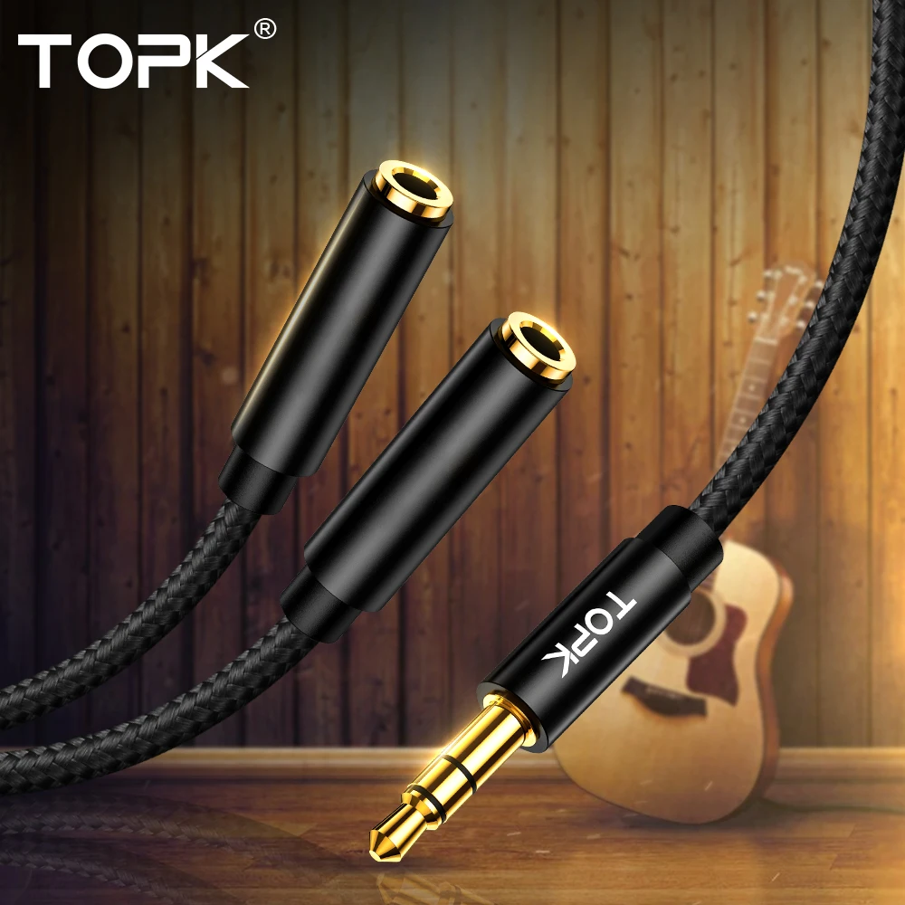 TOPK 3.5mm Headphone Splitter Audio Cable 1 Male to 2 Female Jack 3.5mm Splitter Adapter Aux Cable for Computer Samsung MP3
TOPK 3.5mm Headphone Splitter Audio Cable 1 Male to 2 Female Jack 3.5mm Splitter Adapter Aux Cable for Computer Samsung MP3