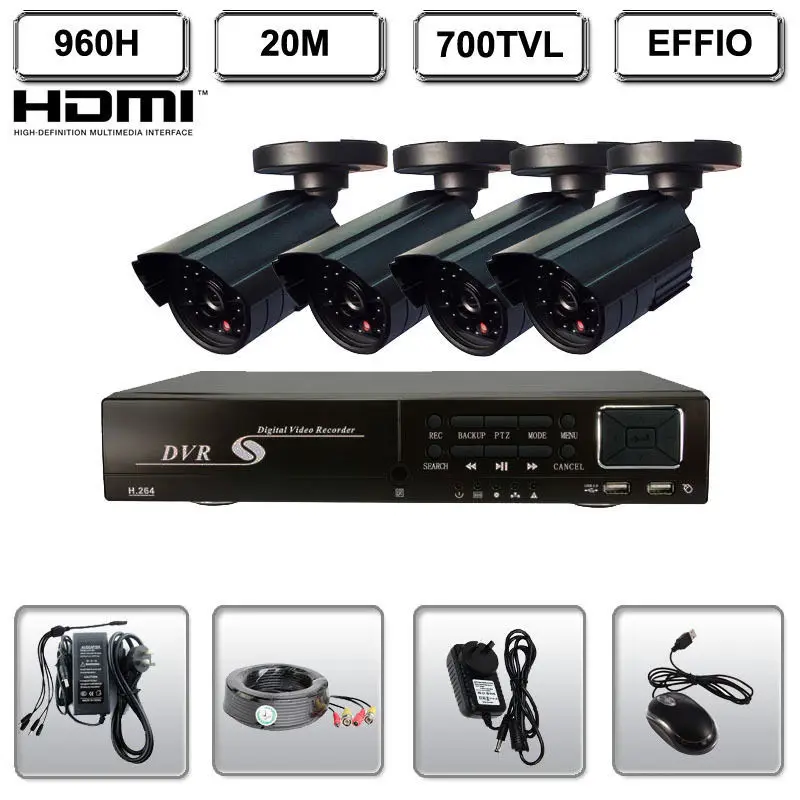 4CH 960H Recording HDMI 1080P 700TVL Bullet Security Surveillance Cameras System
4CH 960H Recording HDMI 1080P 700TVL Bullet Security Surveillance Cameras System