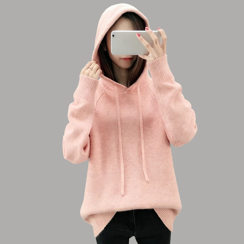 2019 spring new Casual Long Sleeve Sweater Women fashion Knitted Thick Hooded Sweater Pink Loose Pullovers Women's clothing
2019 spring new Casual Long Sleeve Sweater Women fashion Knitted Thick Hooded Sweater Pink Loose Pullovers Women's clothing