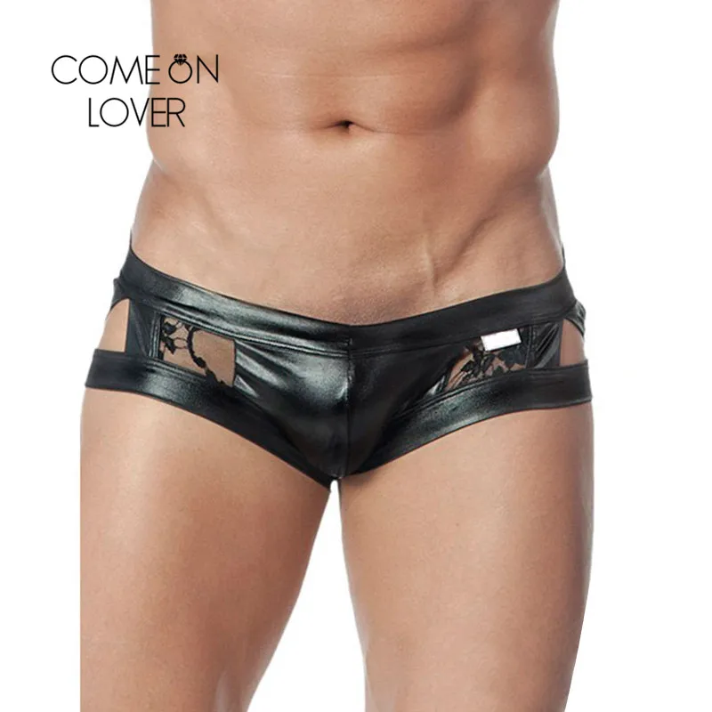 Comeonlover PU leather men's underwear sexy briefs back lace male sexy underwear low waist black mens brief underpants MPL052
Comeonlover PU leather men's underwear sexy briefs back lace male sexy underwear low waist black mens brief underpants MPL052
