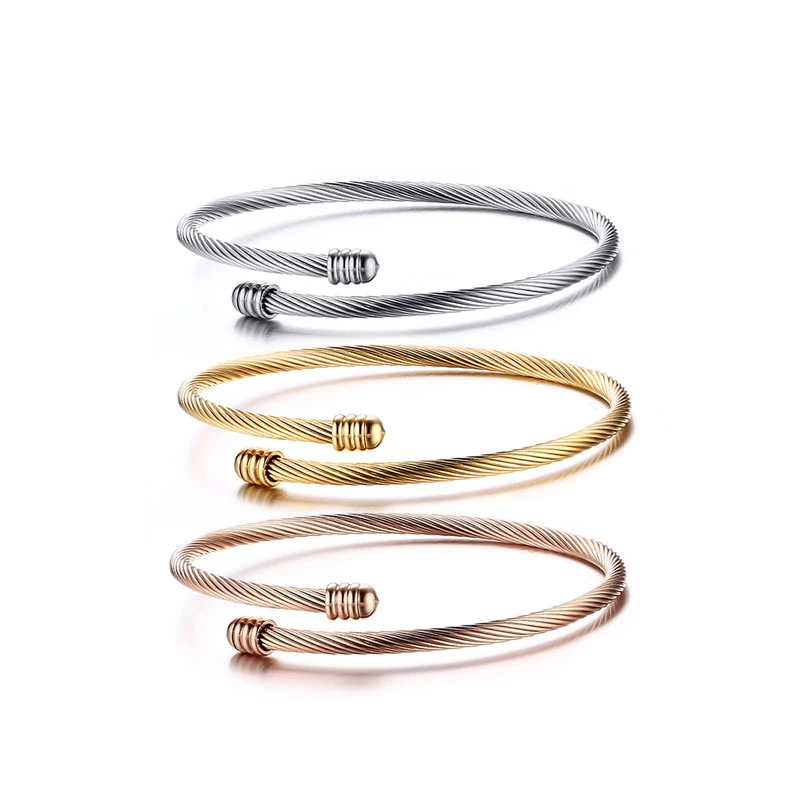 Stainless Steel Triple Three Cable Wire Twisted Cuff Bangle Bracelets Set for Women Adjustable Bangle Bracelets 3 Colors
Stainless Steel Triple Three Cable Wire Twisted Cuff Bangle Bracelets Set for Women Adjustable Bangle Bracelets 3 Colors