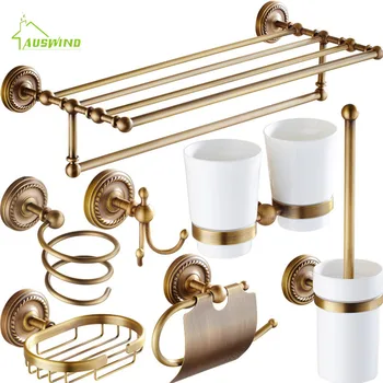 Antique Solid Brass Bathroom Accessories Set Carved Bronze Bathroom Hardware Set Brushed Brushed Wall Mounted Bath Decoration C5
Antique Solid Brass Bathroom Accessories Set Carved Bronze Bathroom Hardware Set Brushed Brushed Wall Mounted Bath Decoration C5