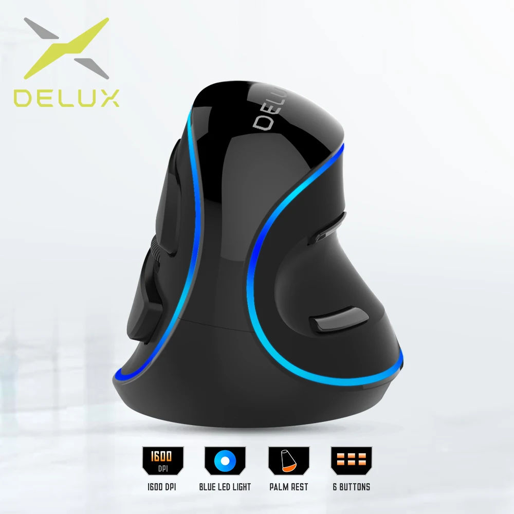 Delux M618 Plus Ergonomic Vertical wired Mouse 6 Buttons 1600 DPI Blue led light Computer mice with Palm Rest for PC Office
Delux M618 Plus Ergonomic Vertical wired Mouse 6 Buttons 1600 DPI Blue led light Computer mice with Palm Rest for PC Office