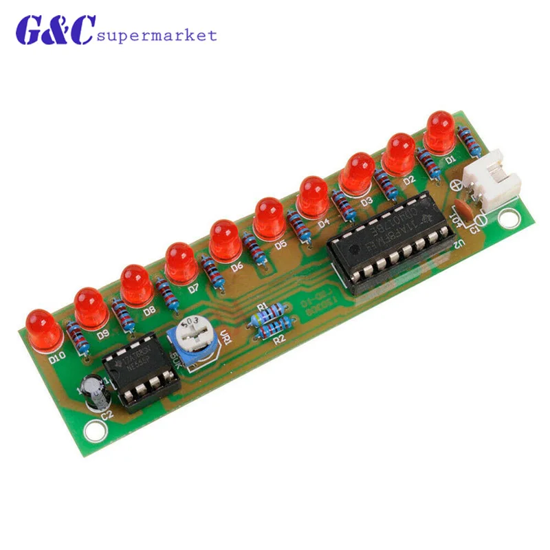 NE555 & CD4017 LED Light Chaser Sequencer Follower Scroller Module electronic DIY Kit
NE555 & CD4017 LED Light Chaser Sequencer Follower Scroller Module electronic DIY Kit