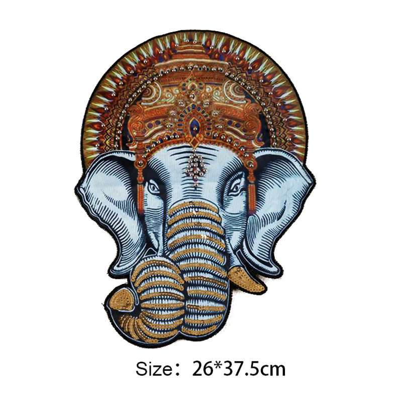26*37.5CM Handmade Beaded Elephant Beaded Patches For Clothes Sew On Embroidered Fabric Badges Applique DIY Apparel Accessory
26*37.5CM Handmade Beaded Elephant Beaded Patches For Clothes Sew On Embroidered Fabric Badges Applique DIY Apparel Accessory