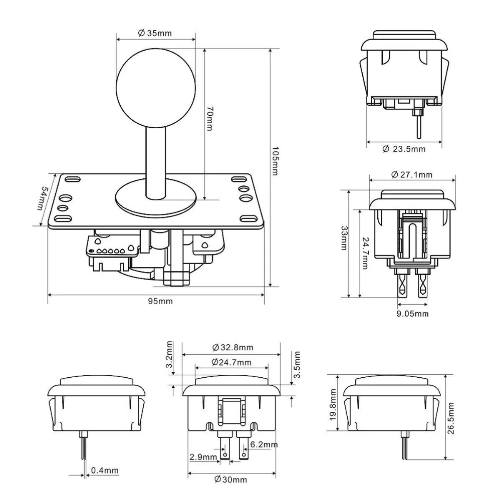 Новый 2 Плеер аркадные кнопки и джойстик DIY контроллер комплект для Raspberry