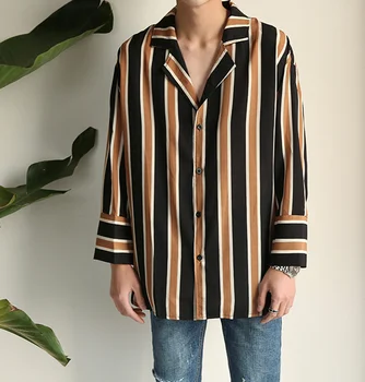 Korean Harajuku Chiffon Vintage retro Striped Pajamas Shirts Men Women Cotton Hip Hop Casual Loose BF Couple Shirt Men
Korean Harajuku Chiffon Vintage retro Striped Pajamas Shirts Men Women Cotton Hip Hop Casual Loose BF Couple Shirt Men