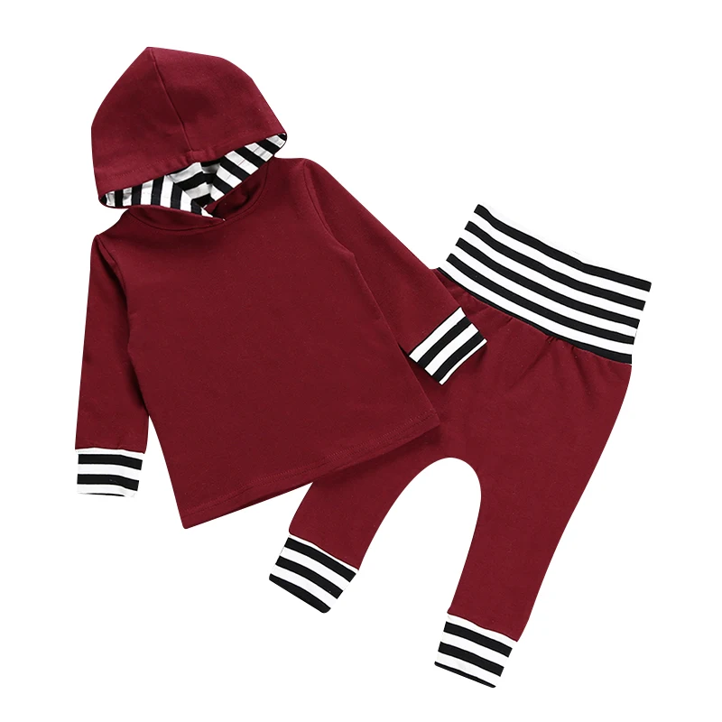 2 шт. Одежда для новорожденных мальчиков и девочек комплект с капюшоном топы