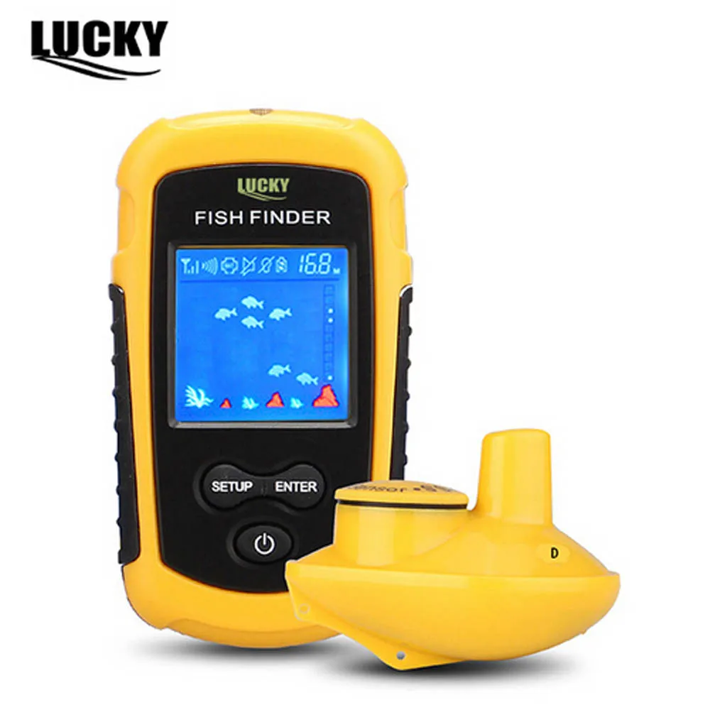 LUCKY FFW1108-1 Wireless Fish Finder LCD Display Sonar Sensor Transducer Depth Sounder Alarm Fish 40M/120FT Detector Neck Strap
LUCKY FFW1108-1 Wireless Fish Finder LCD Display Sonar Sensor Transducer Depth Sounder Alarm Fish 40M/120FT Detector Neck Strap