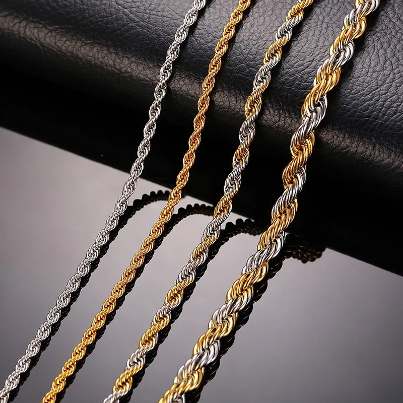 316L Stainless Steel Rope Chains Men Necklace Silver Gold Color No Fade Free Allergic 20inch To 24inch
316L Stainless Steel Rope Chains Men Necklace Silver Gold Color No Fade Free Allergic 20inch To 24inch