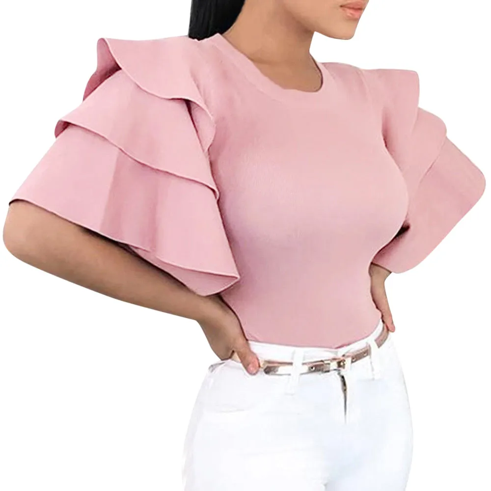 Women's Casual Solid Layered Flare Sleeved O-Neck Evening Top Blouse Women Roupas Femininas#LSJ
Women's Casual Solid Layered Flare Sleeved O-Neck Evening Top Blouse Women Roupas Femininas#LSJ