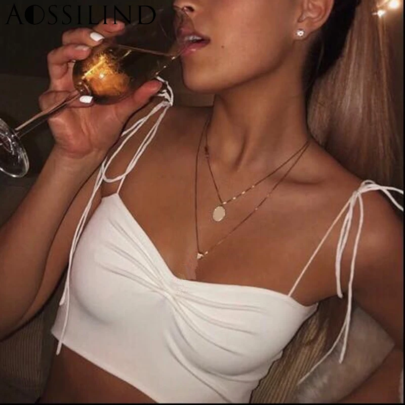 AOSSILIND Spaghetti Strap Lace Up White Crop Top Women Sleeveless Summer Sexy Backless Short Tank Tops Female Camisoles
AOSSILIND Spaghetti Strap Lace Up White Crop Top Women Sleeveless Summer Sexy Backless Short Tank Tops Female Camisoles
