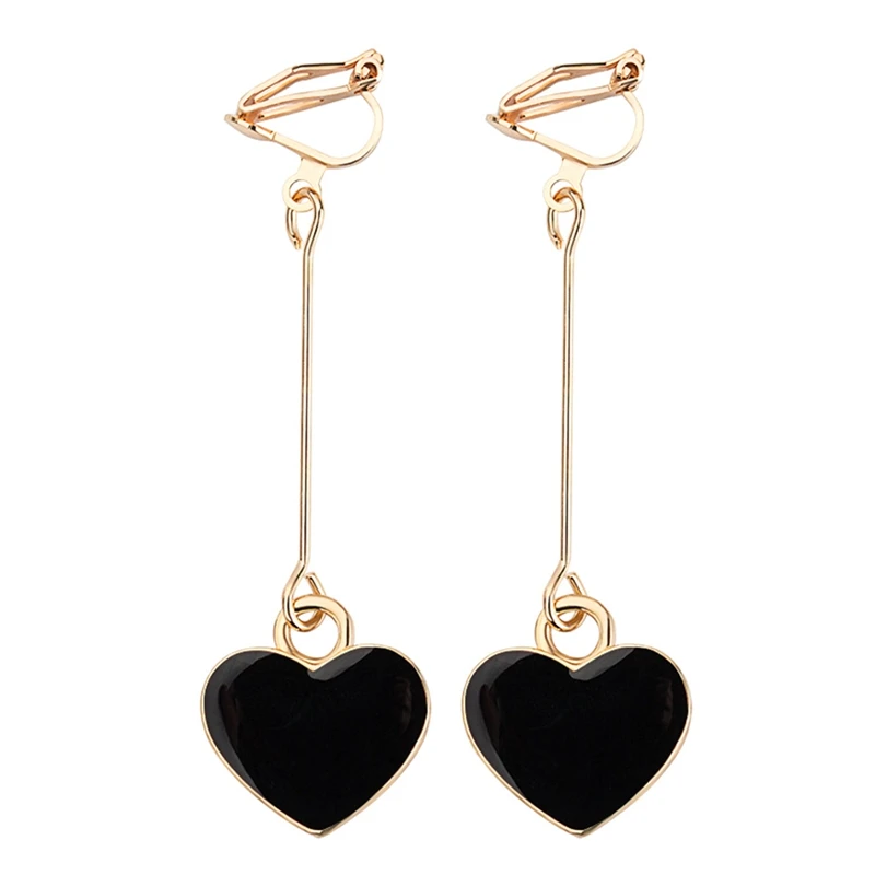 New Fashion Simple Peach Heart Black And Red Enamel Clip On Earrings Without Piercing For Girls Cute Ear Clip
New Fashion Simple Peach Heart Black And Red Enamel Clip On Earrings Without Piercing For Girls Cute Ear Clip
