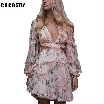 Vacation Designer Floral Printed Chiffon Beach Dress 2018 Sexy Deep V neck Long Sleeve Cross Bandage backless Dress
Vacation Designer Floral Printed Chiffon Beach Dress 2018 Sexy Deep V neck Long Sleeve Cross Bandage backless Dress