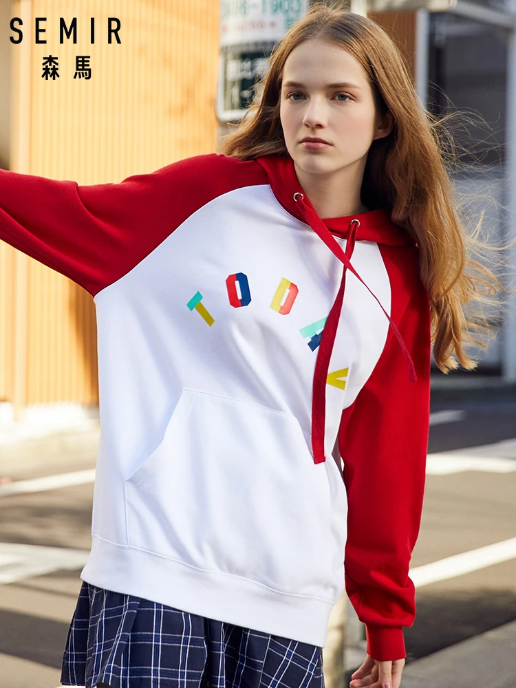SEMIR Women Contrast-Trimed Hooded Sweatshirt with Long Raglan Sleeves Women Pullover Hoodie with Kangaroo Pocket for Spring
SEMIR Women Contrast-Trimed Hooded Sweatshirt with Long Raglan Sleeves Women Pullover Hoodie with Kangaroo Pocket for Spring