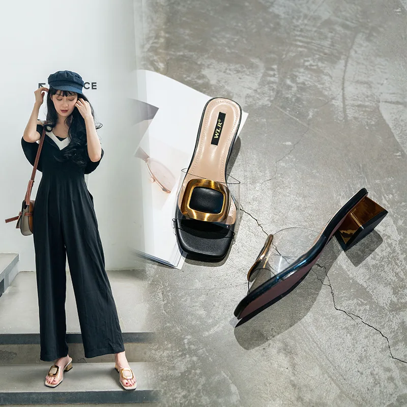34-43 big size transparent sandals women brand square buckle flip flops ladies clear pvc sandalias mujer metal heel mules y873
34-43 big size transparent sandals women brand square buckle flip flops ladies clear pvc sandalias mujer metal heel mules y873