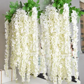 White color 1.6 Meter Long Artificial Silk Flower Vine Wisteria Garland Fake Plants For Garden Wedding Party Decorations
White color 1.6 Meter Long Artificial Silk Flower Vine Wisteria Garland Fake Plants For Garden Wedding Party Decorations