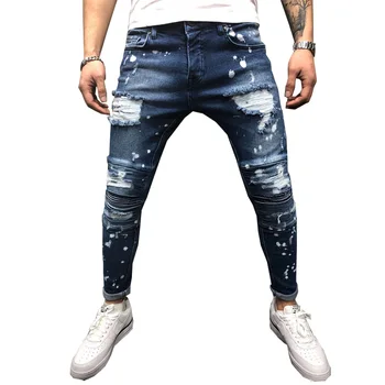 Hole Hip Hop Stretch Destroyed Ripped Jeans Men Paint Point Ankle Zipper Skinny Denim Long Pants Jeans Homme
Hole Hip Hop Stretch Destroyed Ripped Jeans Men Paint Point Ankle Zipper Skinny Denim Long Pants Jeans Homme