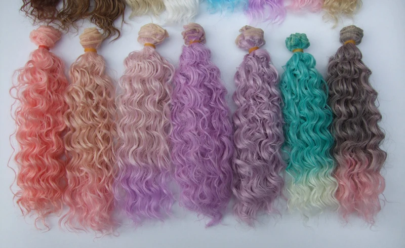 15 CM 25cm doll wigs heat resistant deep wave hair for blyth doll 1/3 1/4 1/6 BJD diy cloth doll wigs 12