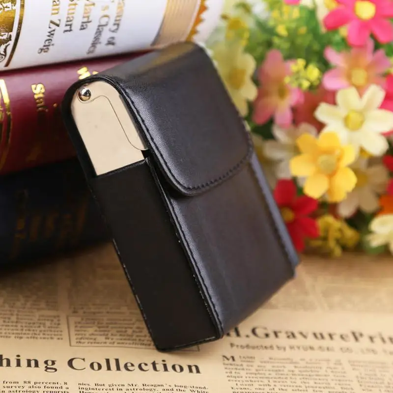 Portable Black Pocket Leather Metal Tobacco 20 Cigarettes Case Smoke Holder Storage Case
Portable Black Pocket Leather Metal Tobacco 20 Cigarettes Case Smoke Holder Storage Case