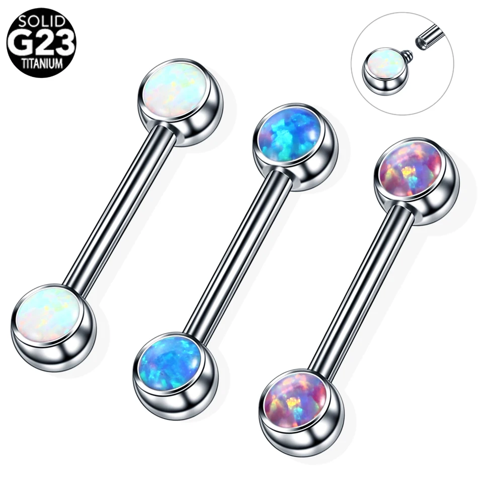 1PC Titanium Tongue Barbell Piercings Internally Thread Mamilo Piercing Opal Stone Sexy Nipple Shiled Bar Piercings Body Jewelry
1PC Titanium Tongue Barbell Piercings Internally Thread Mamilo Piercing Opal Stone Sexy Nipple Shiled Bar Piercings Body Jewelry