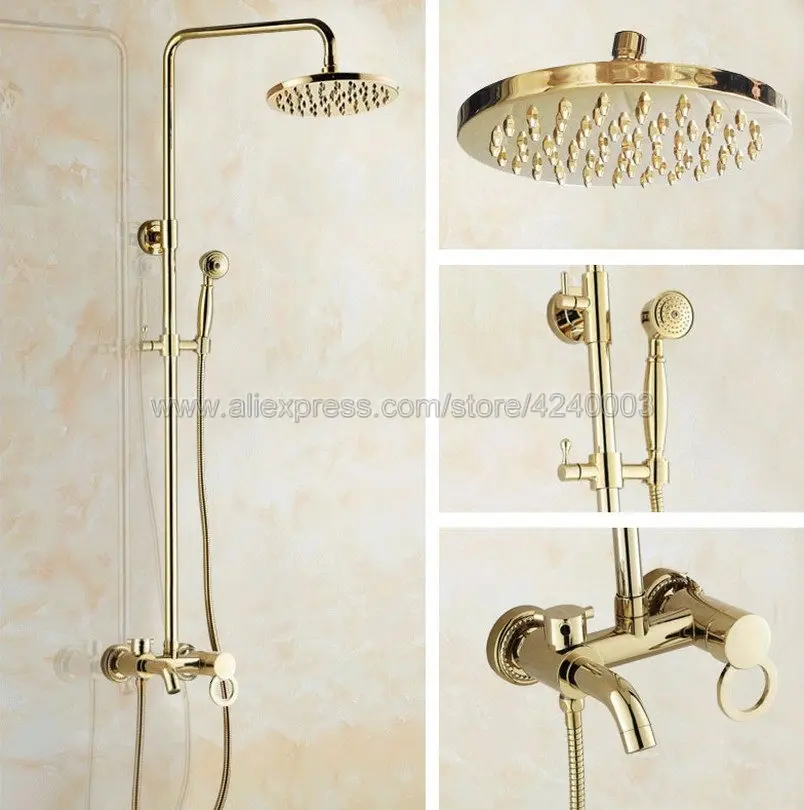 Luxury Gold Color Brass Bathroom 8" Rain Shower Faucet Set Wall Mounted Tub Shower Mixer Tap Kgf402
Luxury Gold Color Brass Bathroom 8" Rain Shower Faucet Set Wall Mounted Tub Shower Mixer Tap Kgf402