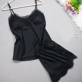 Women Silk Sleepwear Sleeveless Strap Nightwear Lace Silk Slip Satin Cami Sets Patchwork Camisola Lingerie Nighty Silk Dress#20
Women Silk Sleepwear Sleeveless Strap Nightwear Lace Silk Slip Satin Cami Sets Patchwork Camisola Lingerie Nighty Silk Dress#20
