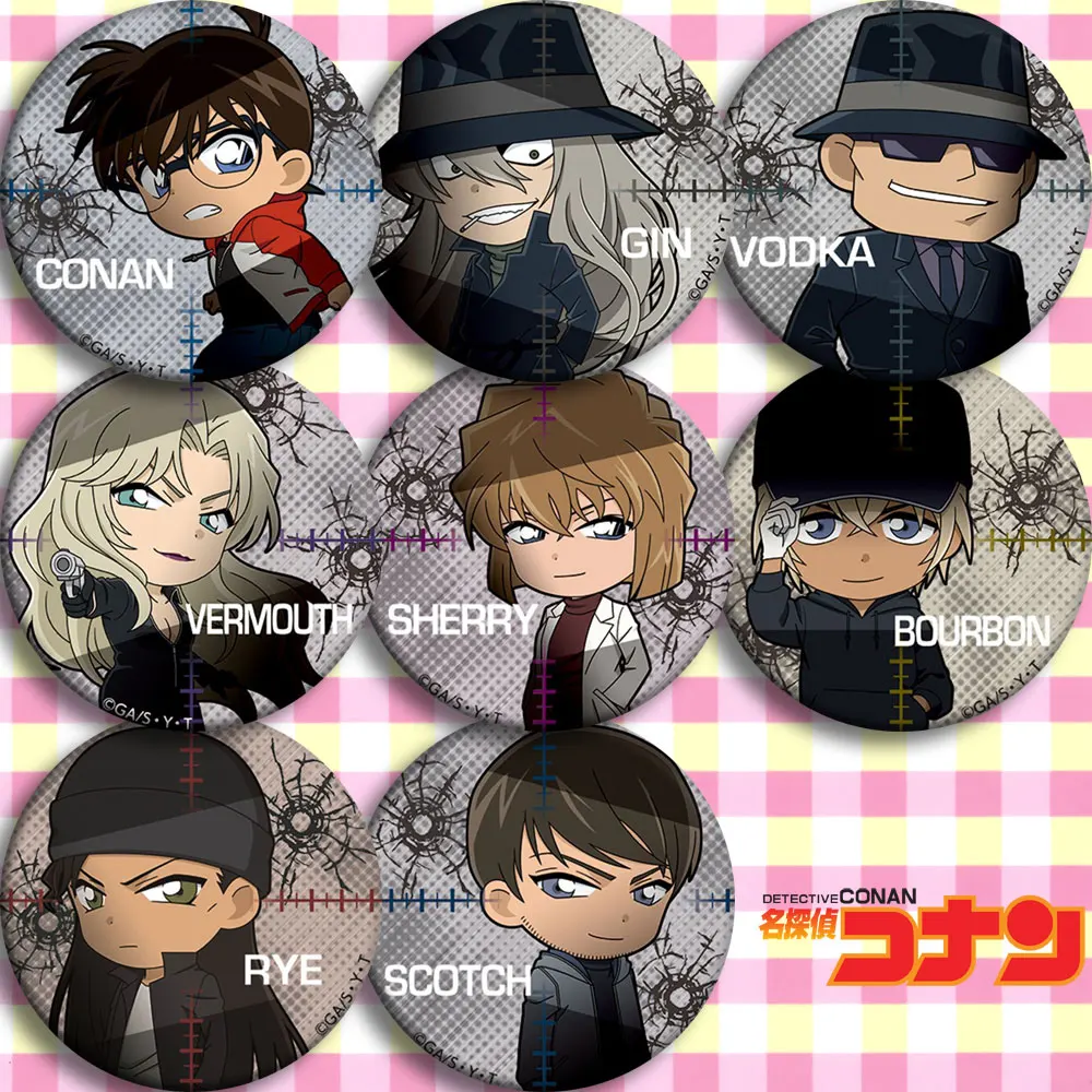 Japan Anime Detective Conan gin VOOKA SHERRY Cosplay Badge Cartoon Collection Backpacks Badges Bags Button Brooch Pins gift
Japan Anime Detective Conan gin VOOKA SHERRY Cosplay Badge Cartoon Collection Backpacks Badges Bags Button Brooch Pins gift