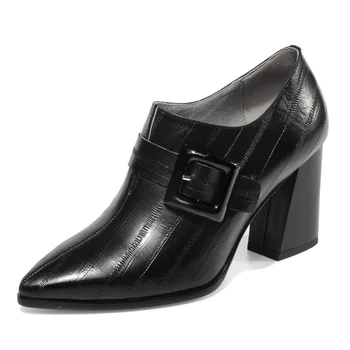 Luxury brand full leather deep mouth women's single shoes European and American fashion thick with belt buckle high heels women
Luxury brand full leather deep mouth women's single shoes European and American fashion thick with belt buckle high heels women