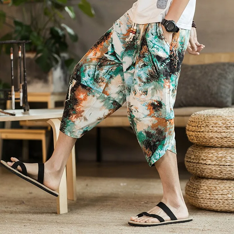 Male Bermuda Casual Board Short Pants Summer Chinese style Men's wide crotch harem pants loose summer large cropped trousers
Male Bermuda Casual Board Short Pants Summer Chinese style Men's wide crotch harem pants loose summer large cropped trousers