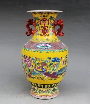 Exquisite Chinese Antique Handmade Enamel Colorful Porcelain Flowers and Phoenix Ornament Vase, Made by China,Jingdezhen
Exquisite Chinese Antique Handmade Enamel Colorful Porcelain Flowers and Phoenix Ornament Vase, Made by China,Jingdezhen