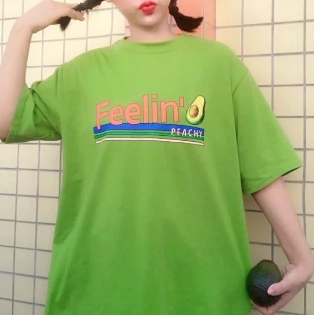 Fashionshow-JF Women Avocado Feelin Peachy Green T-Shirt Korean Fashion Ulzzang Style Oversized Tee
Fashionshow-JF Women Avocado Feelin Peachy Green T-Shirt Korean Fashion Ulzzang Style Oversized Tee