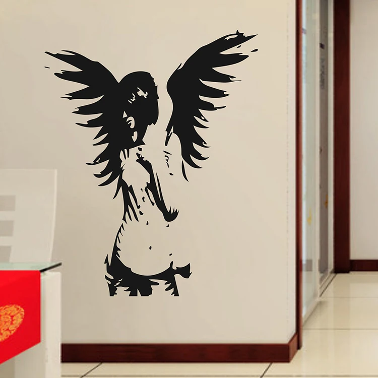 Креативная виниловая настенная наклейка с крыльями ангела домашний декор