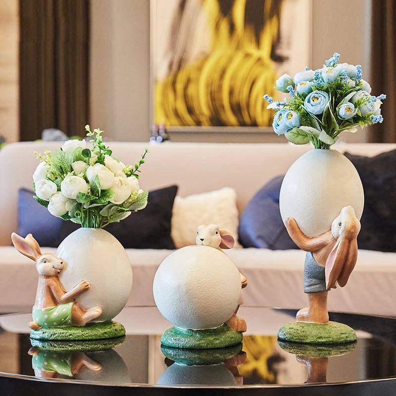 Creative Nordic simple rabbit vase ornaments Lovely Resin Animal rabbit With flowers fairy garden miniature figurines home decor
Creative Nordic simple rabbit vase ornaments Lovely Resin Animal rabbit With flowers fairy garden miniature figurines home decor