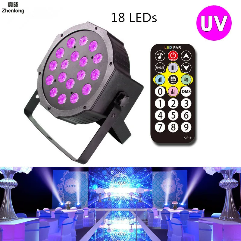 

18W UV LED Stage Light Sound Active 18 LEDs Auto DMX Ultraviolet Strobe Par Black Lights For Disco light DJ Projector Party