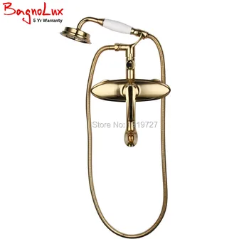 Luxurious Unique Style Golden Color Bathroom Clawfoot Bathtub Faucet Pattern Metal Lever Handle Handheld Shower Faucet Mixer Tap
Luxurious Unique Style Golden Color Bathroom Clawfoot Bathtub Faucet Pattern Metal Lever Handle Handheld Shower Faucet Mixer Tap