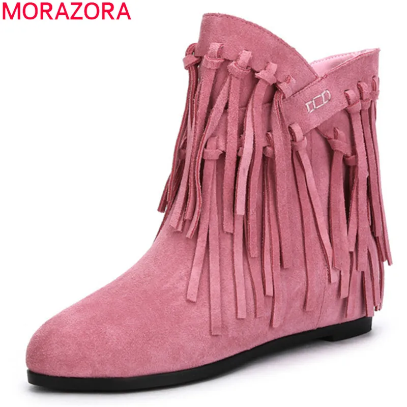 MORAZORA 2020 big size 34-43 cow suede leather boots women round toe slip on autumn winter shoes ladies ankle boots fringe
MORAZORA 2020 big size 34-43 cow suede leather boots women round toe slip on autumn winter shoes ladies ankle boots fringe