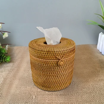 Round Rattan Tissue Box Handmade Desktop Tissue Container Napkin Storage Case For Home Decoration
Round Rattan Tissue Box Handmade Desktop Tissue Container Napkin Storage Case For Home Decoration