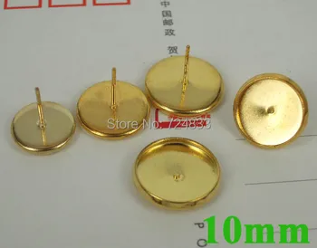 10mm Golden tone plated Blank Earrings Bases Round Bezel Tray Cabochon Stud Earrings post Settings Diy Findings Wholesale
10mm Golden tone plated Blank Earrings Bases Round Bezel Tray Cabochon Stud Earrings post Settings Diy Findings Wholesale