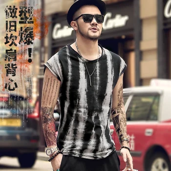 summer new men's sleeveless T-shirt brand Retro black Tie dye wide shoulder vest casual male loose undershirt street style T417
summer new men's sleeveless T-shirt brand Retro black Tie dye wide shoulder vest casual male loose undershirt street style T417