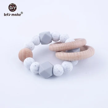 Let's Make 1PC Wooden Ring Food Grade Silicone Bracelet Trolley Rattle Hex Beads Nurse Gift For Infant Baby Teether
Let's Make 1PC Wooden Ring Food Grade Silicone Bracelet Trolley Rattle Hex Beads Nurse Gift For Infant Baby Teether