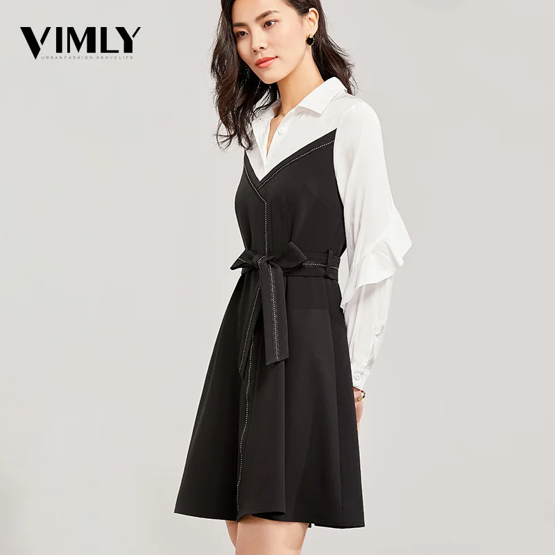 Vimly Office Lady Contrast Color Dress Black White Patchwork Female Dresses Spring Elegant Business A Line Dress Casual Wear
Vimly Office Lady Contrast Color Dress Black White Patchwork Female Dresses Spring Elegant Business A Line Dress Casual Wear