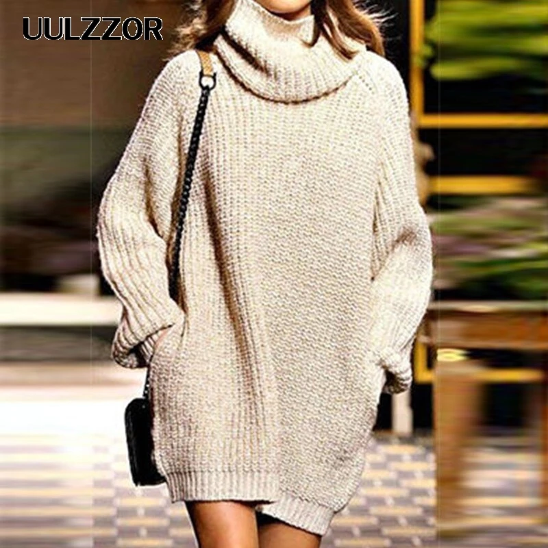 UULZZOR New autumn and winter women's high collar loose pocket sweater sweater dress fashion street sexy Lady Mini Dress Vestido
UULZZOR New autumn and winter women's high collar loose pocket sweater sweater dress fashion street sexy Lady Mini Dress Vestido
