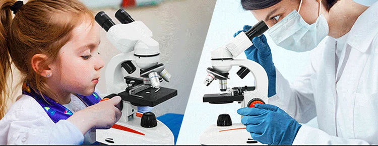 800X-2000X-5000X All-Metal Optical Glass Lenses Cordless LED Student Biological Compound Microscope-SET-6