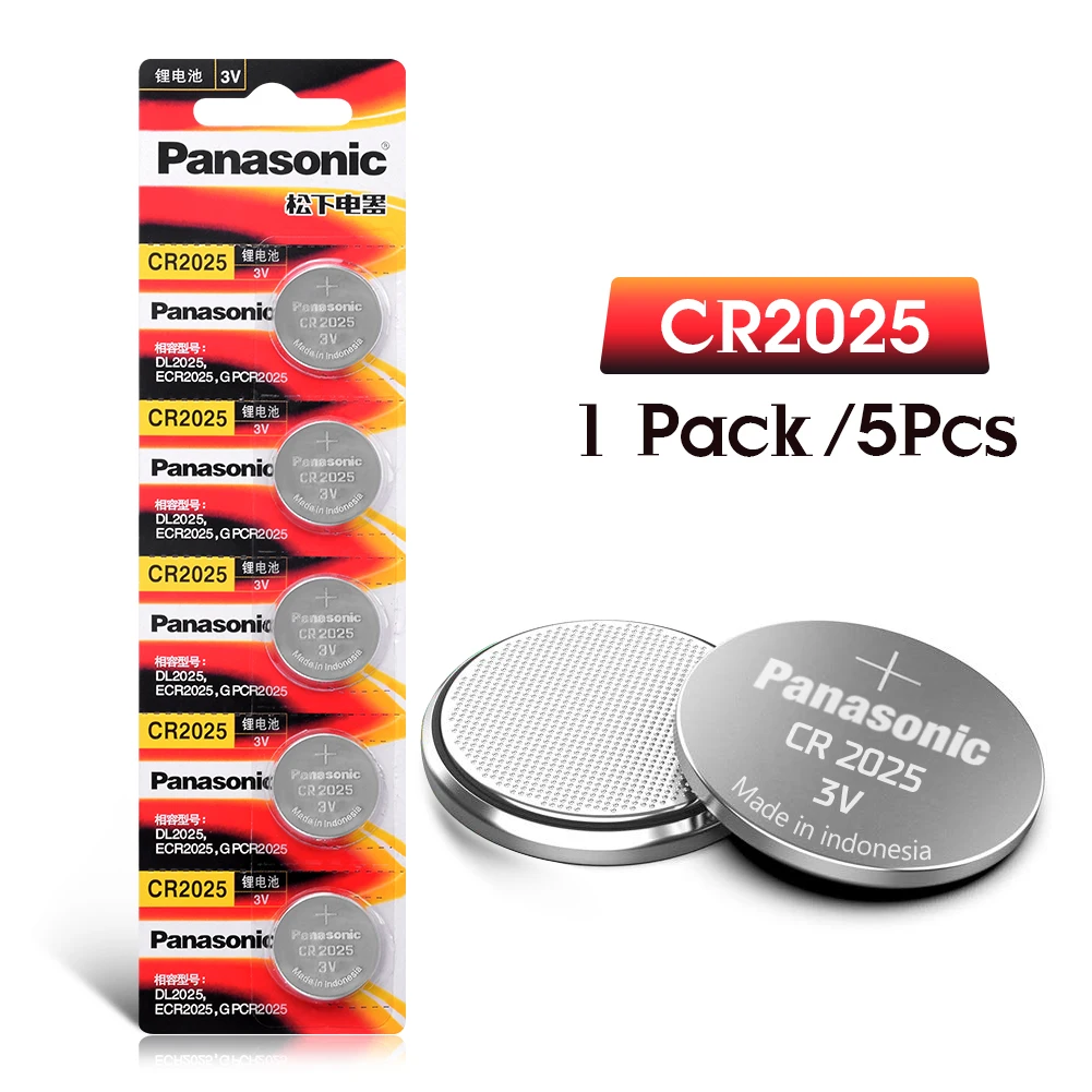 PANASONIC 5Pcs 3V Button Coin Cell Lithium Battery CR2025 LM2025 BR2025 DL2025 KCR2025 For Main Board Remote Control Toy
PANASONIC 5Pcs 3V Button Coin Cell Lithium Battery CR2025 LM2025 BR2025 DL2025 KCR2025 For Main Board Remote Control Toy