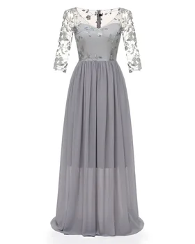 Womens Vintage Floral Lace Chiffon Floor Length Dress Elegant Sexy V-Neck Embroidery Long Party Dress Bridesmaid Robes Female 
Womens Vintage Floral Lace Chiffon Floor Length Dress Elegant Sexy V-Neck Embroidery Long Party Dress Bridesmaid Robes Female