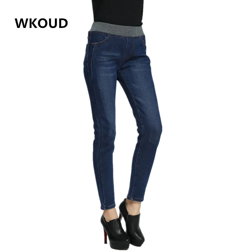 WKOUD Women Winter Warm Jeans Gold Fleeces Thickening Denim Pants High Elastic Waist Pencil Pants Female Autumn Trousers P8038
WKOUD Women Winter Warm Jeans Gold Fleeces Thickening Denim Pants High Elastic Waist Pencil Pants Female Autumn Trousers P8038